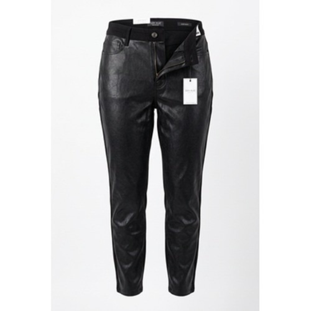 Judy Blue Jeans Womens 14W Black High Rise Skinny Faux Leather Coated Denim